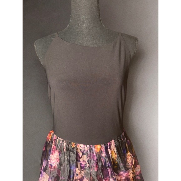 Aiden Mattox Gown Black Sleeveless Bodice Printed Organza Maxi Dress size 6 - Picture 2 of 8